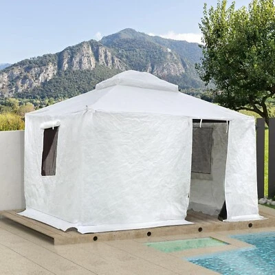 Domi 10' x 12' Waterproof Winter Gazebo Cover w/Sidewalls and Mesh Windows,White - Image 1 of 4