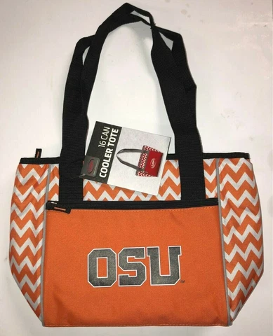 NCAA OSU Oregon State Beavers Orange Chevron 16 Can Cooler Tote Tailgating Bag Cover