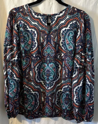 Blusa Top Talbots Manga Larga Paisley Multicolor Talla M Nueva con Etiquetas Foto 1 de 4