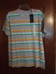 ORIGINAL USE Men's Multicolored Stripe 100% Cotton Short Sleeve T-Shirt M - Picture 1 of 6