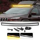 For 14-23 Jeep Cherokee Kl Amber/white Strobe 42'' Led Light Bar Roof Combo Kit