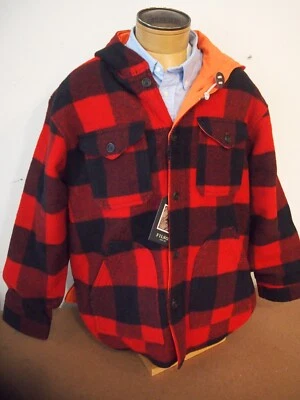 Filson Snohomish Reversible Hooded Jacket NWT L $425 Buffalo Plaid & Orange - Image 1 of 4
