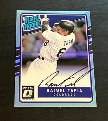 RAIMEL TAPIA auto rc 2017 Donruss Optic CAROLINA BLUE PRIZM #d /35 - Image 1 of 2