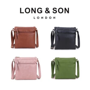 LONG&SON Women CrossBody Shoulder Strap Messenger Bag 10 Colours Holiday School - Picture 1 of 21