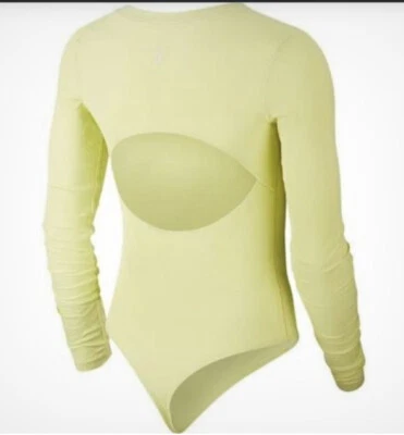 Nike Body Acanalado Manga Larga Borde Dorado Espalda Abierta Verde cj5276 367 - S Foto 1 de 4