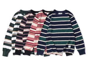 Retro Matrosen Gestreiftes T-Shirt Herren Motorrad Freizeit Rundhals Langarmshirt - Bild 1 von 23