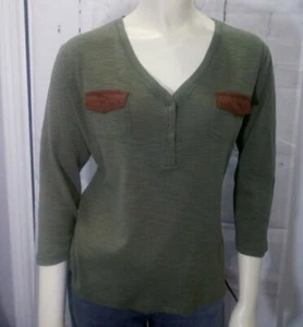 Chaps große Damen Bluse 3/2 Arm V-Ausschnitt grün Freizeit - Bild 1 von 4