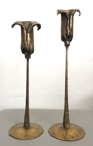 Coppia di portacandele brutalisti in bronzo vintage firmati - Foto 1 di 22