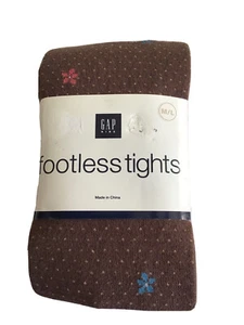 GAP Girls 7-10 Cotton Footless Fun Tights M/L Brown Dots Blue Pink Flowers NEW - Picture 1 of 2