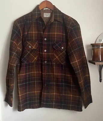 Camisa-Chaqueta Vintage Años 80 Oakton LTD Marrón Cuadros Estampado Franela Talla Pequeña Foto 1 de 4