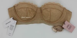 NWT Calvin Klein QF5715 Seductive Comfort" Longline Soft Cup Strapless Bra Beige - Picture 1 of 8