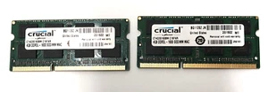 2x Crucial Laptop 4GB DDR3 1600 SODIMM Apple MAC CT4G3S160BM.C16KFR (8GB total) - Picture 1 of 4