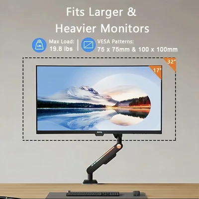 Theark RGB Gaming & Office Monitor Arm 27"-32" Desk Mount, Adjustable Stand - Image 1 of 4