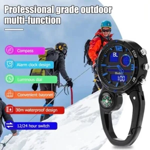 BACKPACKER MULTIFUNCTION QUARTZ ANALOG/DIGITAL WATCH/CARABINER COMPASS MORE! - Picture 1 of 9