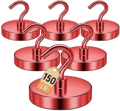 Ganchos Magnéticos Multicolor 50-150lbs Resistente Grande Fuerte Neodimio Crucero 6pk Foto 1 de 4