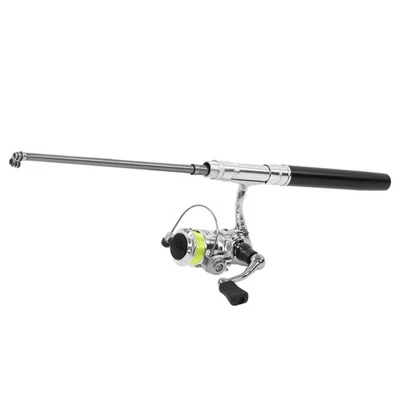 (Schwarz) Tragbare Mini-Stiftform Angelrute Pole Tasche Einziehbare Angel LW - Bild 1 von 4