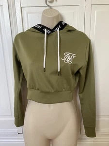 Ladies Siksilk Khaki Hooded Top UK 8 - Picture 1 of 8