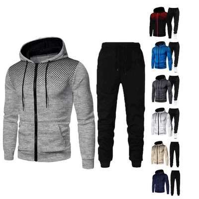 Casual Men's Sportswear Jogging Suit Tracksuit Gym Hoodie Sweatshirt Joggers Set - Image 1 of 4