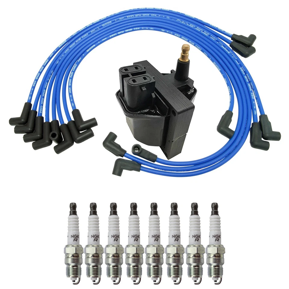 Kit de juego de bujías y cables Hitachi bobinas de encendido NGK 8 V-Power para C2500 P30 V8 Foto 1 de 1