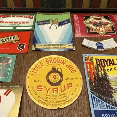 Vintage Paper Labels Royal Canadian Tom Collins Little Brown Jug Cooks PBR Beer - Image 1 of 4