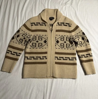 Pendleton Sweater Dude The Big Lebowski Men’s Medium Zip Up Tan Brown Westerly - Image 1 of 4