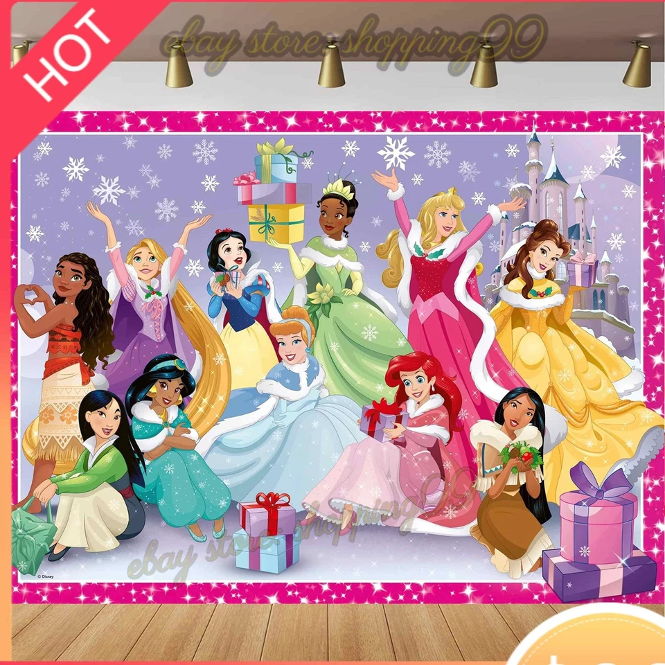 Blancanieves Princesas Castillo Navidad Telón de fondo Banner Fondo Decoraciones Foto 1 de 4
