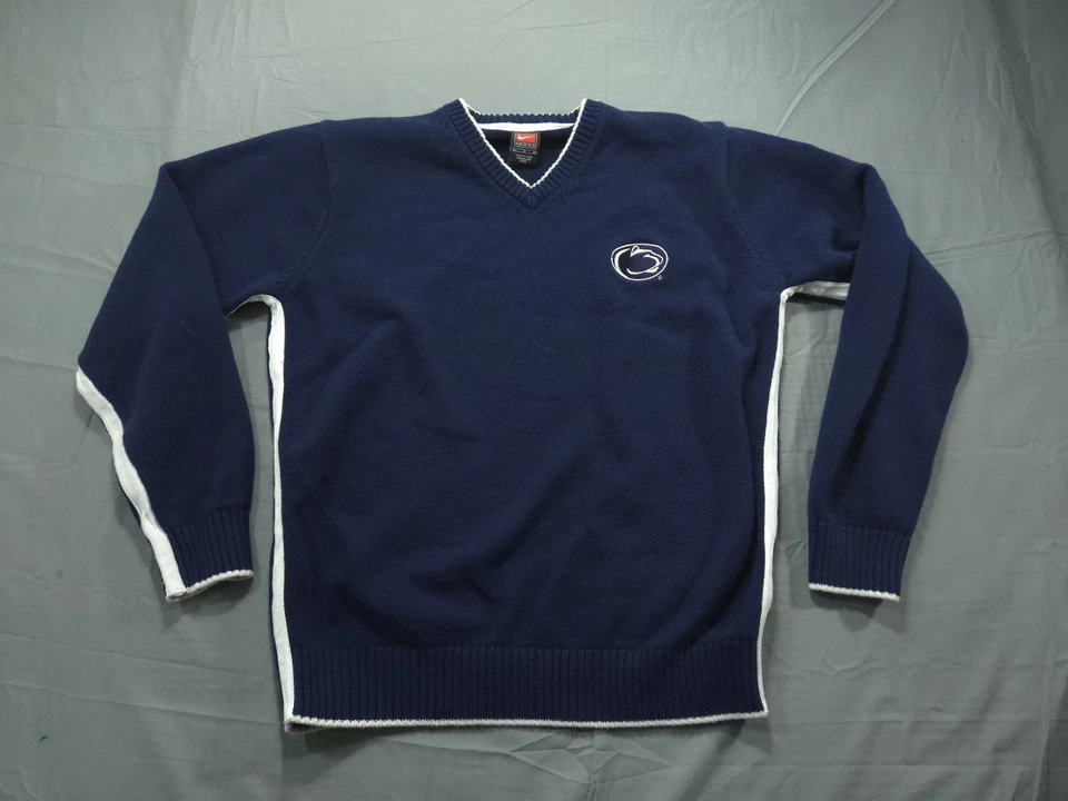 Suéter De Colección Penn State Nittany Lions Grande Nike Azul Tejido Cuello en V Para Hombres Foto 1 de 4