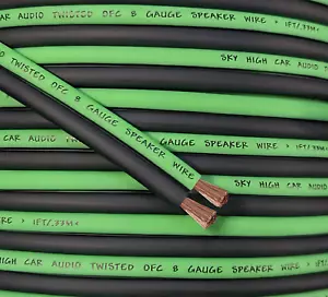 10' feet OFC TRUE 8 Gauge AWG GR/BK Oxygen Free Speaker Wire Car Home Audio - Picture 1 of 1