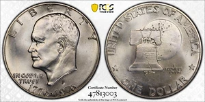 1976-S SILVER Ike Eisenhower Dollar PCGS MS66 Protect by Gold Shield & TrueView - Picture 1 of 3