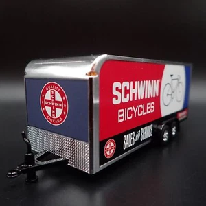 SCHWINN BICYCLES ENCLOSED CAR TOY HAULER TRAILER w OPENING DOOR 1:64 SCALE MODEL - Picture 1 of 7