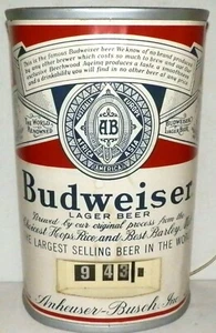 Vintage Anheuser Busch Budweiser Lager Beer Plastic Can Wall Clock Not Working - Picture 1 of 6