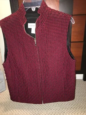 Chaleco acolchado Sharon Young para mujer talla 10 rojo y negro con bolsillos cremallera cuello de colección Foto 1 de 4