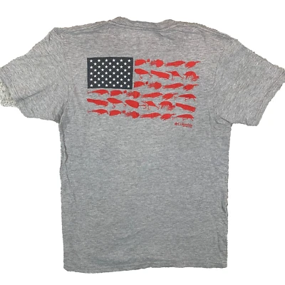 Columbia Grey Fishing USA Short Sleeve T-Shirt Size Men's Medium M - Image 1 of 4