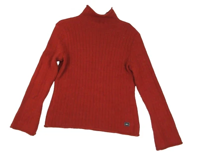 REI 女式 L 码高领毛衣长袖橙色罗纹标志 — 第 1/4 张图片