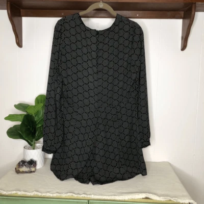 Mameluco Harlyn para mujer estampado geométrico manga larga negro talla pequeña Foto 1 de 4