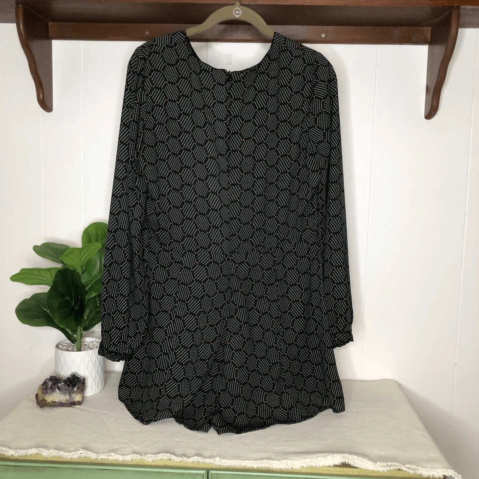 Женский комбинезон Harlyn с геометрическим принтом с длинным рукавом черный размер маленький - Изображение 1 из 4