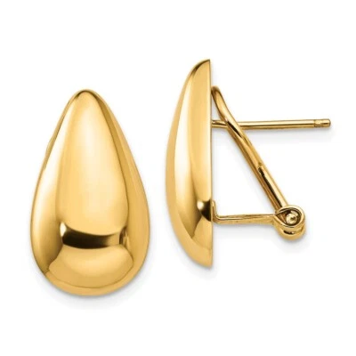 20mm 14K Yellow Gold Polished Teardrop Omega Back Post Earrings - Image 1 of 4