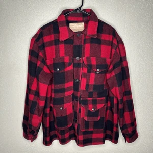 Vintage 50s Filson Mackinaw Cruiser Jacket Coat Red Buffalo Plaid Pattern - Picture 1 of 12