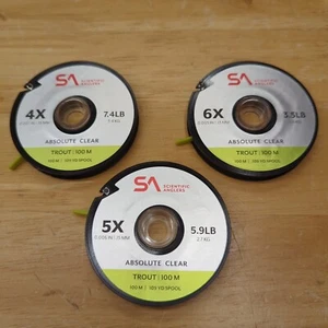 Scientific Anglers Absolute Trout Tippet 100M Guide Spools - 4X, 5X, 6X- LOT! - Picture 1 of 5
