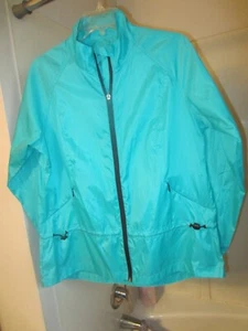 NWOT women's long sleeve wind breaker Exertek Size PL teal color NO HOOD - Picture 1 of 15