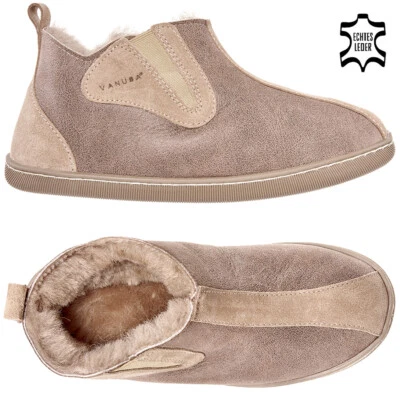 Herren Veloursleder Winter HausSchuhe Schaffell Gr. 40-47 Vanuba COLUMBIA