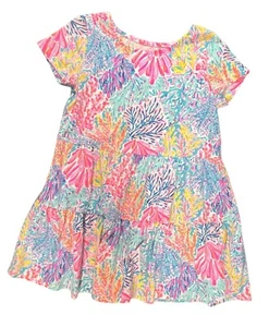 Lilly Pulitzer Girl’s Sz 4 Geanna Swing Lilly Print 3 Tiered Dress - Picture 1 of 7