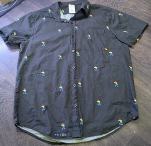 Disney Men's Size Medium Pride Rainbow Mickey Mouse Button-Up Shirt Green (71) - Picture 1 of 4