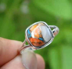 Oyster Turquoise Ring 925 Sterling Silver Handmade Dainty Ring All Size R144 - Picture 1 of 4