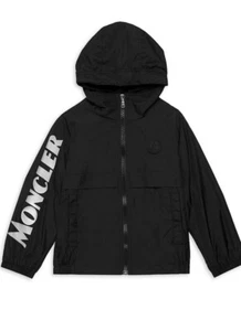 NWT MONCLER Saxophone Graphic Logo Hooded Windbreaker - Black SIZE 14 - Picture 1 of 13