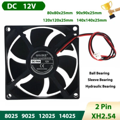 DC 12V Cooling Fan Mini Silent Brushless Fan Computer Case 8025 9025 12025 14025 - Image 1 of 4