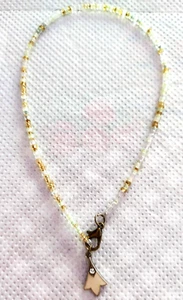 plus size 10.6" light multicolor beaded anklet with enameled tulip charm - Picture 1 of 2