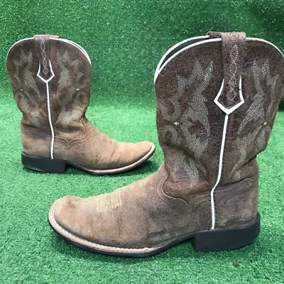 Botas de Vaquero Ariat Tombstone Cuero Marrón Envejecido Juveniles Talla 4 Estilo 10007846 Foto 1 de 4