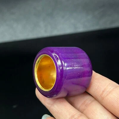 Certified Nature ice violet Burmese Jade Jadeite Amulet archery thumb Rings - Image 1 of 4