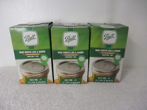 Ball Canning 12 Wide Mouth Lids & Bands Suretight Lids LOT 3-Pack NEW Unopened